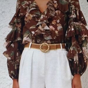 ZIMMERMANN Acacia ruffled floral-print cotton-voile top